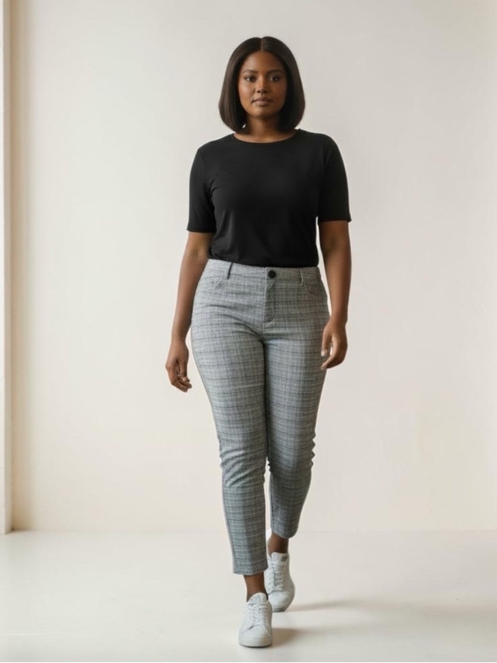 American Eagle Super High Rise Plaid Jegging Pants Gray Black NWT 00 Short